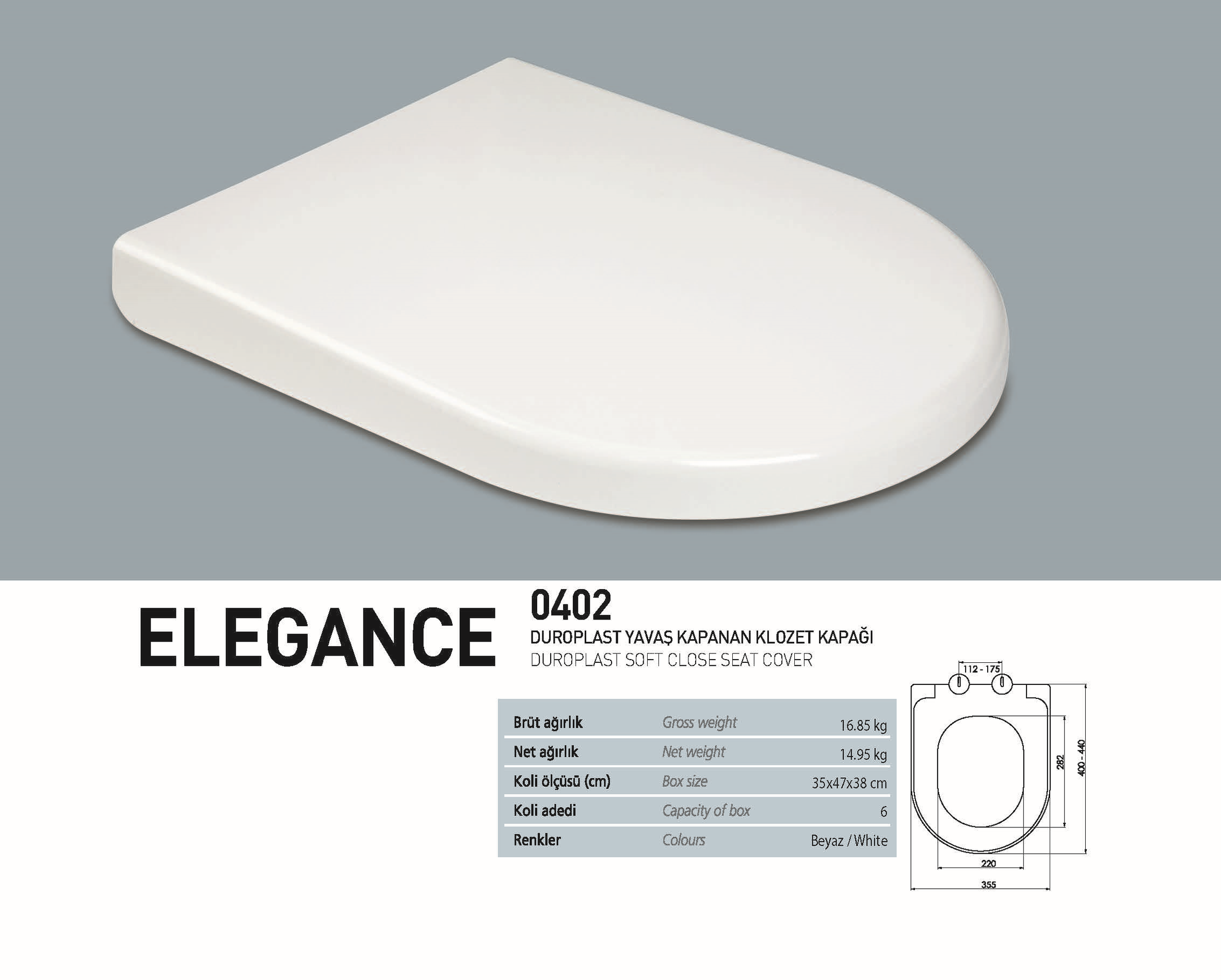 NKP DUROPLAST ELEGANCE Y. KAPANAN KLOZET KAPAĞI